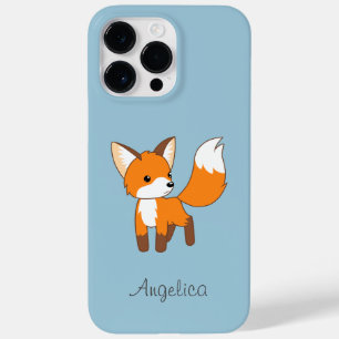 Coque Pour Pour iPhone 14 Pro Max Cute Little Fox sur Blue