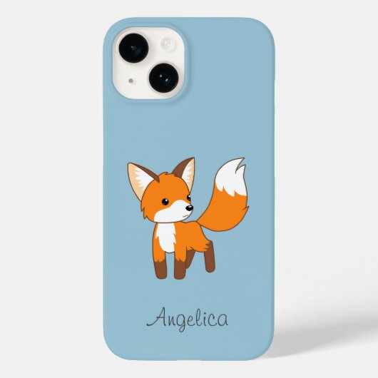 Coques Case-Mate iPhone Cute Little Fox sur Blue (Verso)