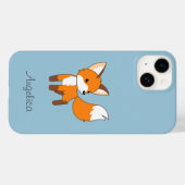 Coques Case-Mate iPhone Cute Little Fox sur Blue (Verso (horizontal))