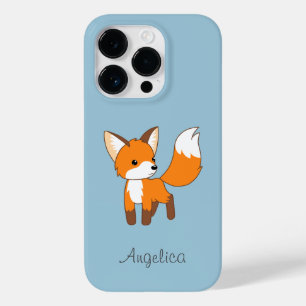 Coque Pour iPhone 14 Pro Cute Little Fox sur Blue