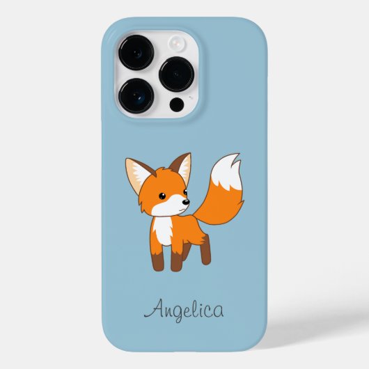 Coques Case-Mate iPhone Cute Little Fox sur Blue (Verso)