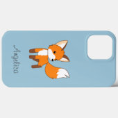 Coques Case-Mate iPhone Cute Little Fox sur Blue (Verso (horizontal))