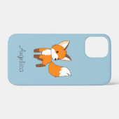 Coques Case-Mate iPhone Cute Little Fox sur Blue (Verso (horizontal))