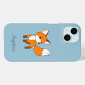 Coques Case-Mate iPhone Cute Little Fox sur Blue (Verso (horizontal))