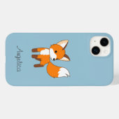 Coques Case-Mate iPhone Cute Little Fox sur Blue (Verso (horizontal))
