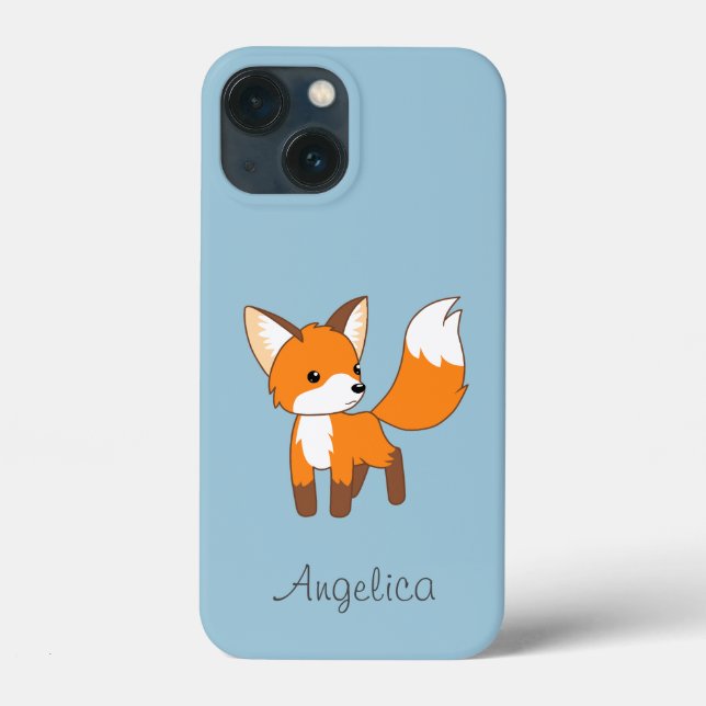 Coques Case-Mate iPhone Cute Little Fox sur Blue (Verso)