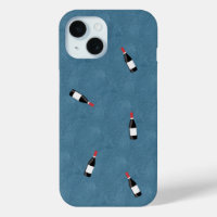 Cute Little Wino Motif bouteille de vin sur Blue