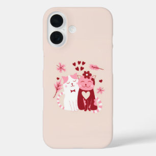 Coques iPhone 16 Cute Lote Chats Téléphone Case - Romantique Chat C