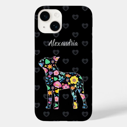 Coques Case-Mate iPhone Cute Lote My Boston Terrier Floral Design (Verso)