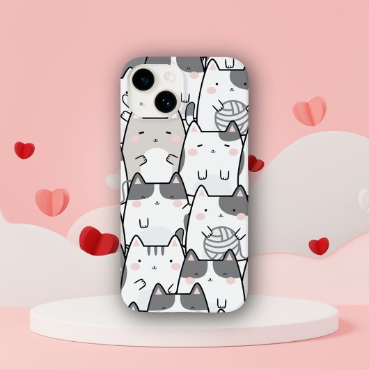 Coques Case-Mate iPhone Cute Minimal Kawaii Cat Pattern iPhone / iPad case