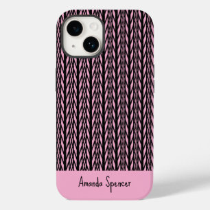 Coque Pour iPhone 14 Cute moderne rose et Motif noir