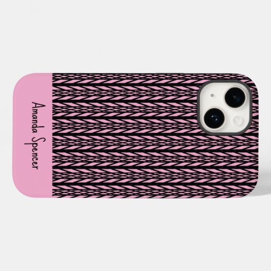 Coques Case-Mate iPhone Cute moderne rose et Motif noir (Verso (horizontal))