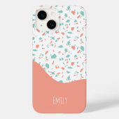 Coques Case-Mate iPhone Cute Motif personnalisé rose et bleu Terrazzo (Verso)