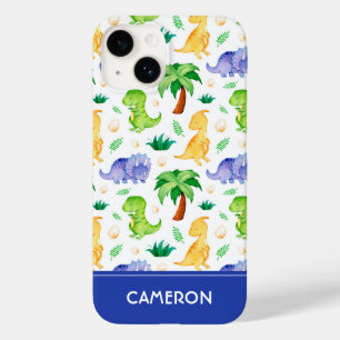 Coque Pour iPhone 14 Cute Neon Aquarelle Dinosaur Motif