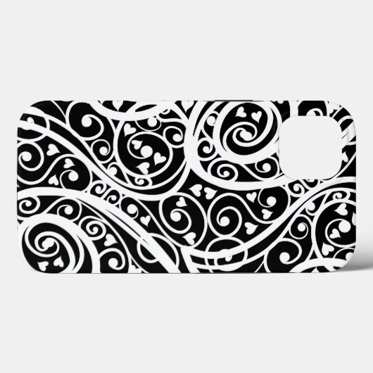 Coques Case-Mate iPhone Cute noir blanc coeurs amour design arrière - plan (Verso (horizontal))