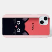 Coques Case-Mate iPhone Cute Noir Chat Kitten Moderne Nom Personnalisé (Verso (horizontal))