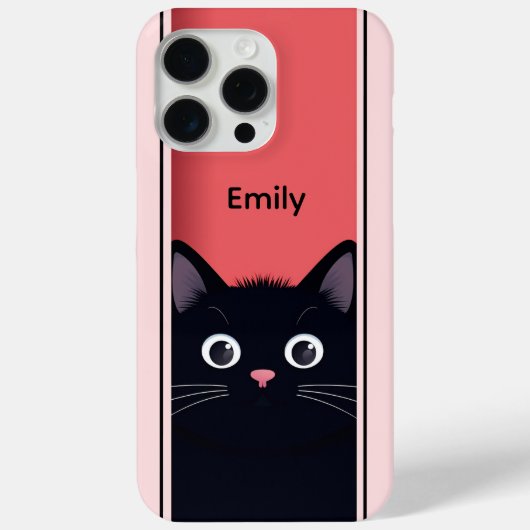 Coques Case-Mate iPhone Cute Noir Chat Kitten Moderne Nom Personnalisé (Verso)