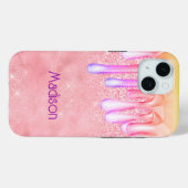 Coques Case-Mate iPhone Cute ombre rose or fausse parties scintillant gout (Verso (horizontal))