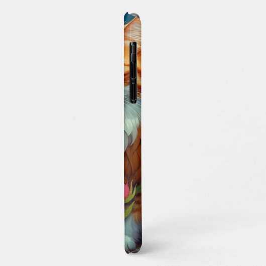 Coques Case-Mate iPhone Cute Orange Chat en Fleurs (Dos/Gauche)