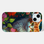 Coques Case-Mate iPhone Cute Orange Chat en Fleurs (Verso (horizontal))