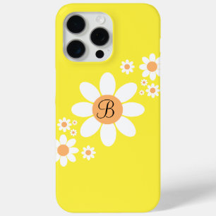 Coque iPhone 15 Pro Max Cute orange et blanc marmites Floral Initial