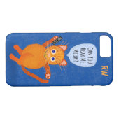 Coques Case-Mate iPhone Cute Orange Tabby Chat Cartoon Meow Pun Monogramme (Dos (Horizontal))