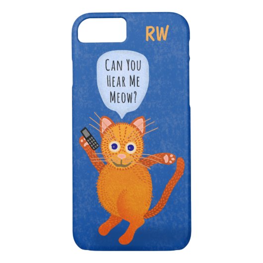 Coques Case-Mate iPhone Cute Orange Tabby Chat Cartoon Meow Pun Monogramme (Dos)