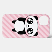 Coques Case-Mate iPhone Cute Panda Bear Pink Stripes Background (Verso (horizontal))
