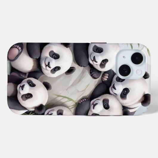 Coques Case-Mate iPhone Cute Pandas Group Photo (Verso (horizontal))