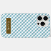 Coques Case-Mate iPhone Cute Pastel Blue En vichy Motif (Verso (horizontal))