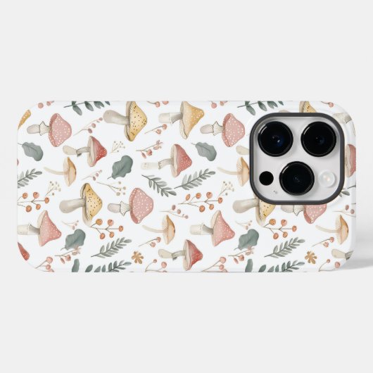 Coques Case-Mate iPhone Cute Pastel Champignons Motif botanique (Verso (horizontal))