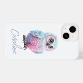 Coques Case-Mate iPhone Cute Pastel Chouette à cartons rose et bleu (Verso (horizontal))