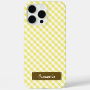 Coques iPhone 16 Pro Max Cute Pastel Jaune En vichy Motif
