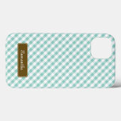 Coques Case-Mate iPhone Cute Pastel Mint En vichy Motif (Verso (horizontal))