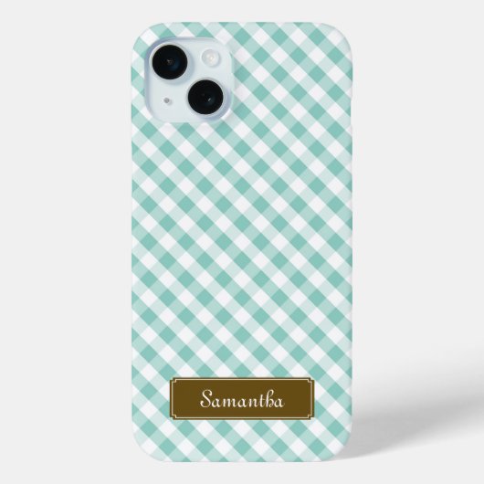 Coques Case-Mate iPhone Cute Pastel Mint En vichy Motif (Verso)