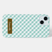 Coques Case-Mate iPhone Cute Pastel Mint En vichy Motif (Verso (horizontal))