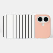 Coques Case-Mate iPhone Cute Pastel Peach Black White Stripes Motif (Verso (horizontal))