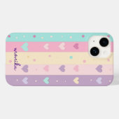 Coques Case-Mate iPhone Cute Pastel Stripes Coeurs Pois Monogramme (Verso (horizontal))