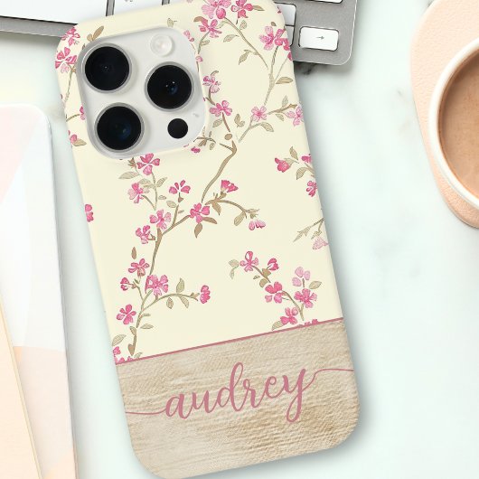 Coques Case-Mate iPhone Cute Personnalisé Bois Floral Script Monogramme No