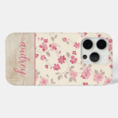 Coques Case-Mate iPhone Cute Personnalisé Bois Floral Script Monogramme No (Verso (horizontal))