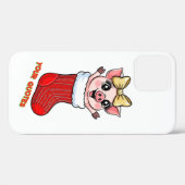 Coques Case-Mate iPhone Cute Pig in Christmas Stocking (Verso (horizontal))
