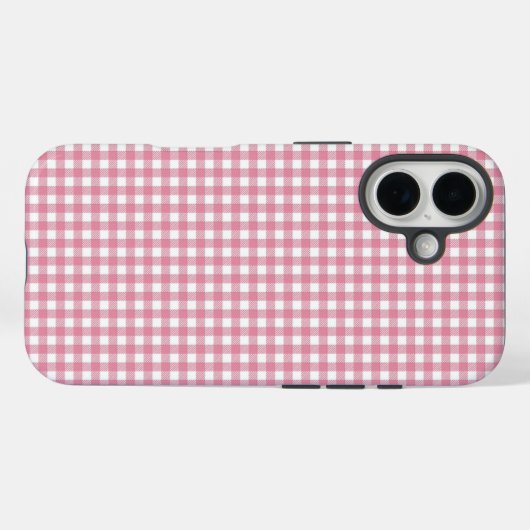 Coques Case-Mate iPhone Cute Pink Gingham Pattern (Verso (horizontal))