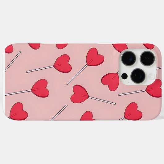 Coques Case-Mate iPhone Cute Pink Heart Lollipops Seamless Pattern (Verso (horizontal))