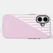 Coques Case-Mate iPhone Cute Pink Striped Personalized Name (Verso (horizontal))