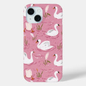 Coques Case-Mate iPhone Cute Pink Swan Seamless Pattern (Verso)
