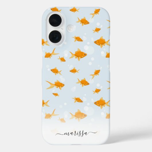 Coques Case-Mate iPhone Cute poisson d'or nager dans l'eau Script Nom pers (Verso)