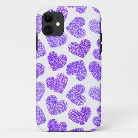 Coques Case-Mate iPhone Cute Purple Doodled Heart Valentine's Day Motif (Dos)