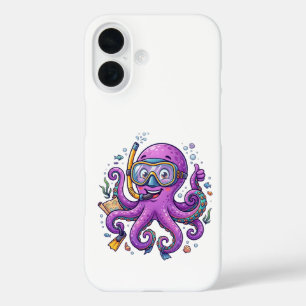 Coques iPhone 16 Cute Purple Octopus Treasure Hunter