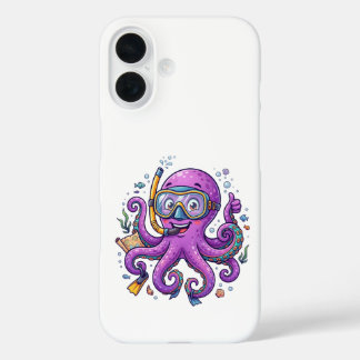 Coques iPhone 16 Cute Purple Octopus Treasure Hunter