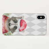 Coques Case-Mate iPhone Cute Raccoon à Santa Hat avec Motif Arlequin (Dos (Horizontal))